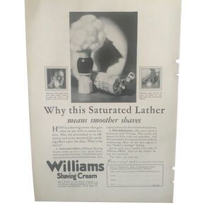 Vintage 1927 Williams Shaving Cream Saturated Leather Ad Advertisement